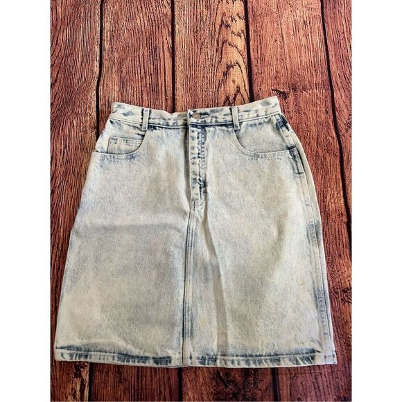 Vintage 90's Rigid Denim‎ Calvin Klein Light Wash Skirt - Picture 1 of 10